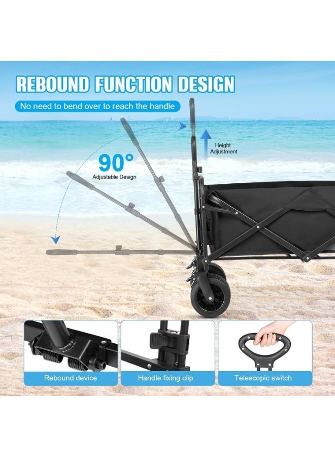 ZAICA Heavy-Duty Large Folding Wagon Cart with 360° All-Terrain Big Wheels, 300 kg Capacity, Adjustable Handle, Aluminum Alloy Frame – Portable Utility Trolley for Beach, Camping, Shopping, and Outdoor Use - Image 3